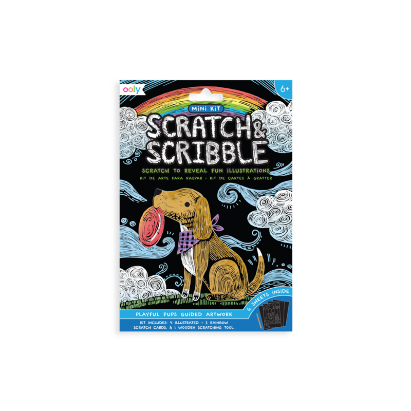 Ooly - Mini Scratch & Scribble Art Kit - Playful Pups