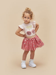 Huxbaby - Gold Cherry Tulle Skirt - Berry