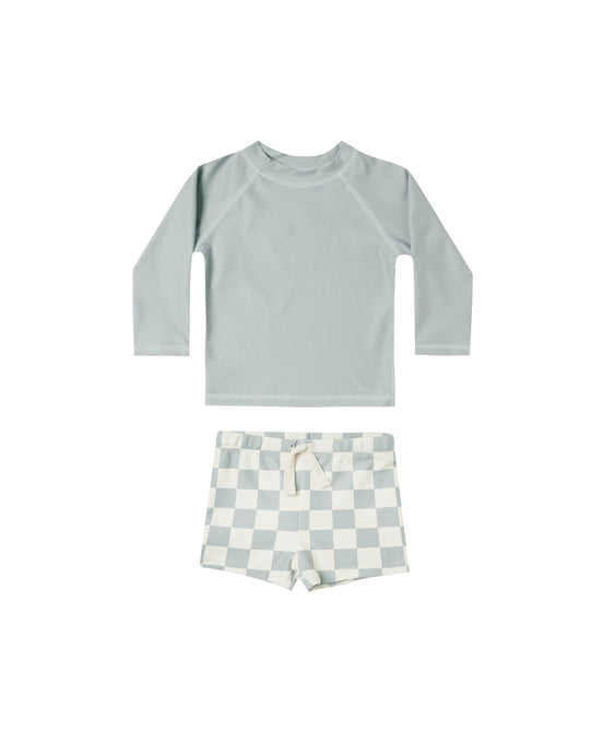 Rylee + Cru - Rashguard Boys Set - Light Blue Check