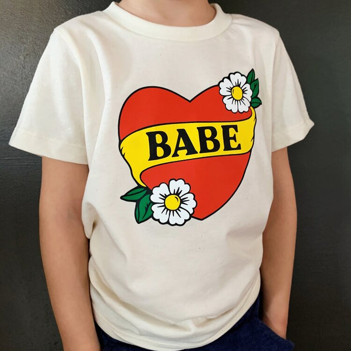 Savage Seeds - BABE HEART - Organic Natural White Kids/Youth Tee