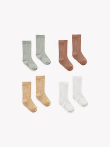 Quincy Mae - Organic Socks 4 Pack Set - SAGE, CLAY, HONEY, IVORY
