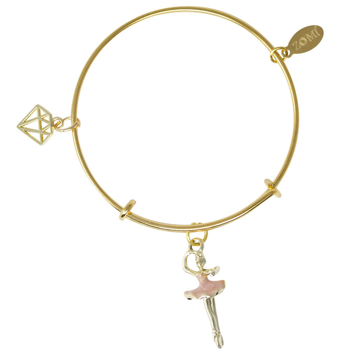Zomi Gems - Ballerina & Gem Gold Bangle Bracelet