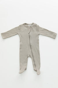 Mebie Baby - Sagebrush Organic Cotton Ribbed Footed Zipper One-Piece
