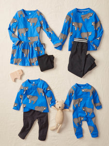 Tea Collection - Long Sleeve Baby Romper - Bear's Lair in Imperial