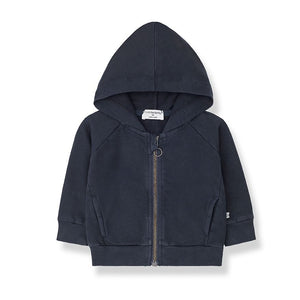 1 + in the family - Bernd Fleece Lined Hooded Sweatshirt - Navy