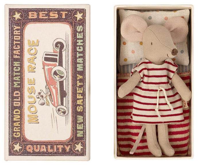 Maileg - Big Sister Mouse in a Matchbox - Red Stripe