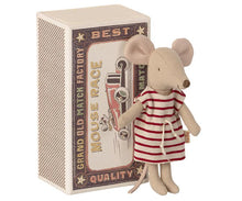 Load image into Gallery viewer, Maileg - Big Sister Mouse in a Matchbox - Red Stripe