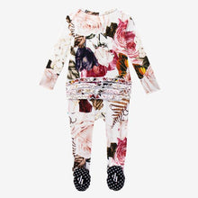 Load image into Gallery viewer, Posh Peanut - Black Rose - Ruffled Zippered One Piece