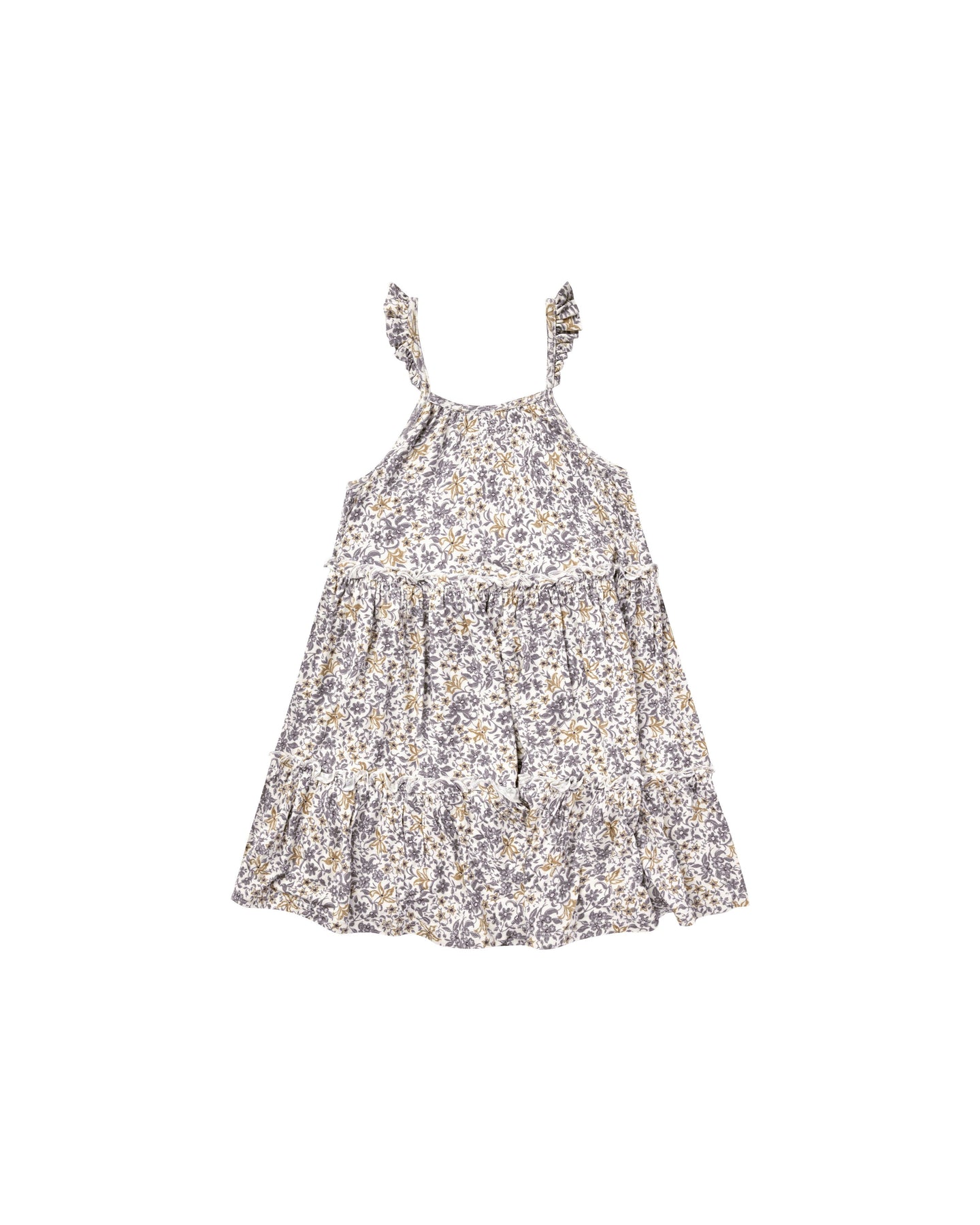 Rylee + Cru - Blue Floral Tiered Mini Dress- Ivory