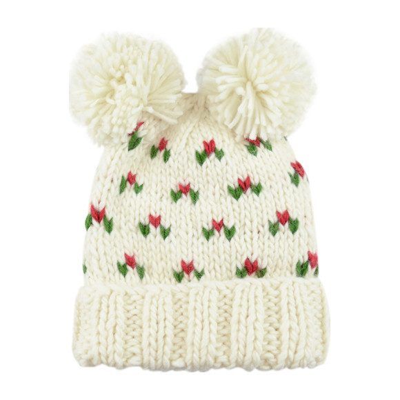 The Blueberry Hill - Cream Holly Hat with Poms