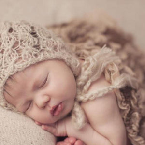 The Blueberry Hill - Lacey Mohair Knit Bonnet Newborn
