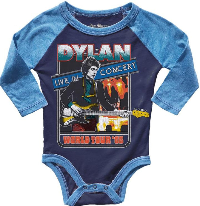 Rowdy Sprout - Bob Dylan Recycled Raglan Onesie - Moody Blue