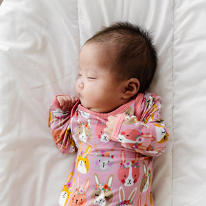 Little Sleepies - Boho Bunnies - Bamboo Viscose Infant Knotted Gown