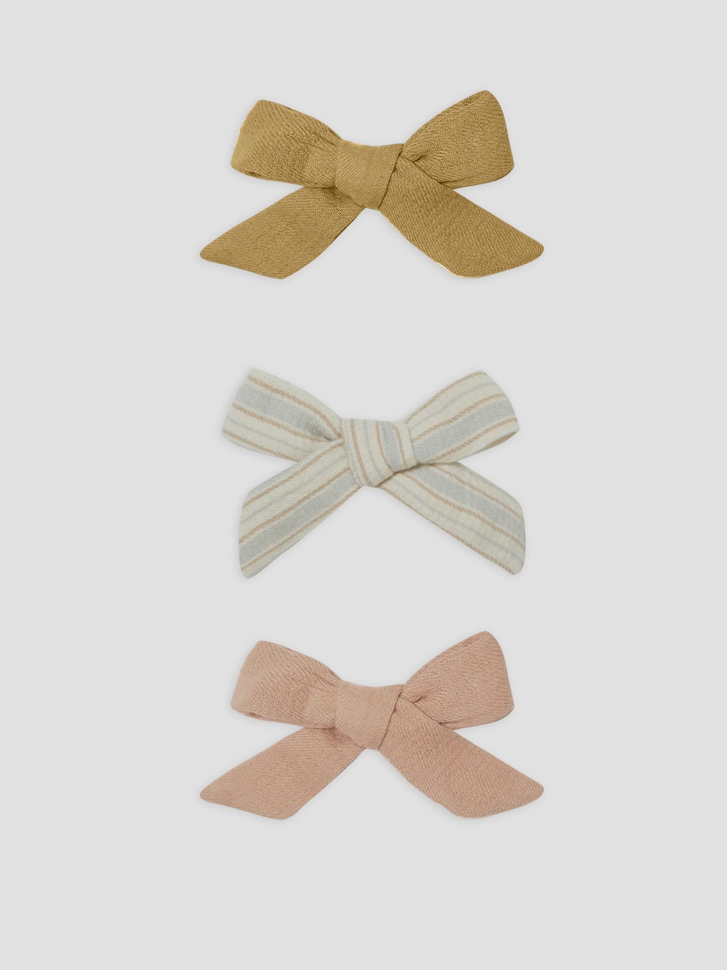 Quincy Mae - Bow W. Clip Set | Blush, Sky Stripe,  Ocre