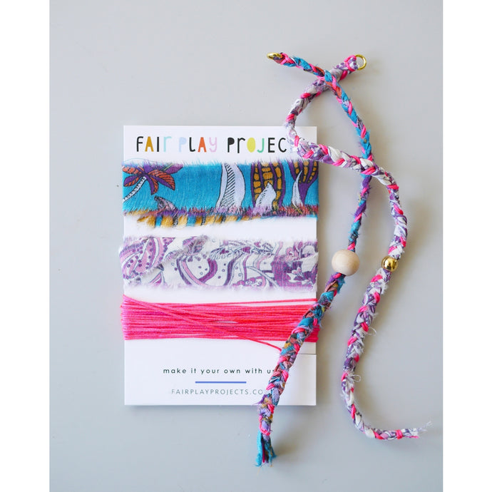 Braided Bauble Bracelet Kit - Magenta