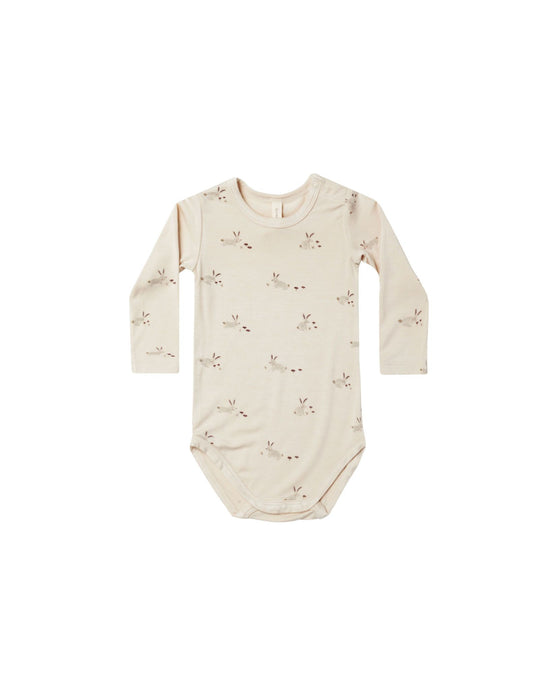 Quincy Mae - Bunnies Bamboo Long Sleeve Bodysuit - Natural