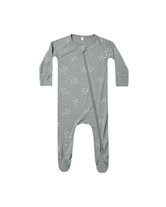 Quincy Mae - Twinkle Bamboo Zip Footie - Dusty Blue