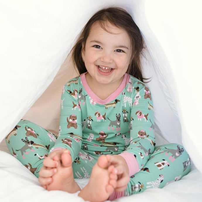 Puppy Love (Pink Trim) Two-Piece Pajama Set