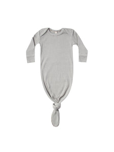 Quincy Mae - Organic Ribbed Knotted Baby Gown - Eucalyptus Stripe