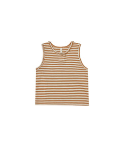 Rylee + Cru - Jersey Button Tank - Camel Stripe