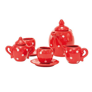 Red Ceramic Tea Set in Suitcase - The Big Family
