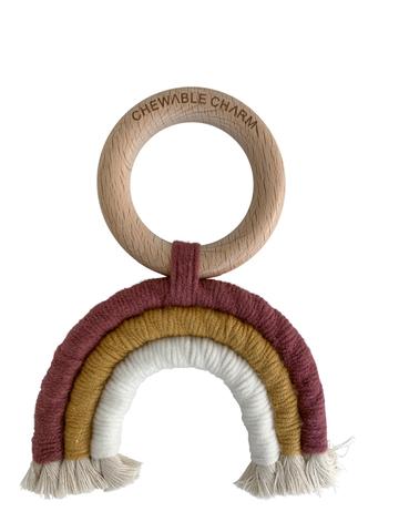 Rainbow Macramé Teether - Berry + White