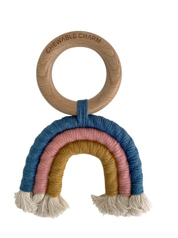 Rainbow Macramé Teether - Teal + Rose