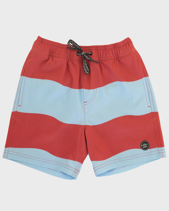Feather 4 Arrow - Wave Stripe Volley Trunk - Chili Pepper