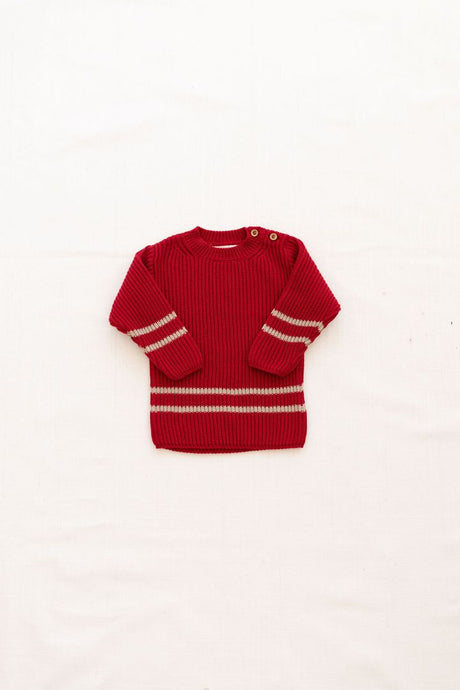 Fin & Vince - Organic Ribbed Knit Sweater - Chili/Flax