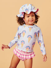 Load image into Gallery viewer, Tea Collection - Reversible Ruffle Baby Sun Hat -  Rainbow Cones in Blue