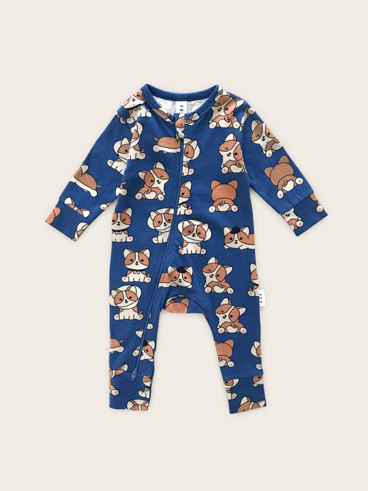 Huxbaby - Organic Corgi Zip Romper - Whirlpool