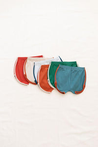 Fin & Vince - Organic Vintage Track Shorts - Peacock w/ Red Rock Trim