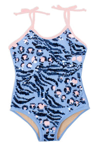 Shade Critters - Sequin 1 Piece - Blue Animal Print