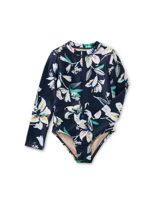 Tea Collection - Long Sleeve One-Piece Swimsuit -Tropical Lilies
