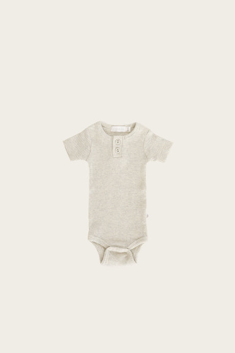 Organic Essentials Short Sleeve Bodysuit - Oatmeal Marle
