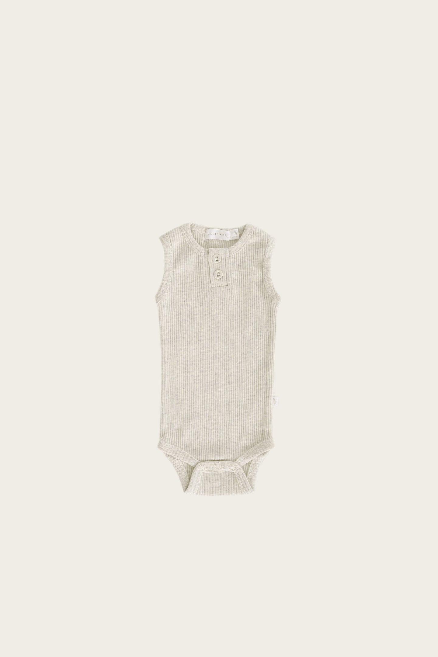 Jamie Kay - Organic Essential Singlet Bodysuit - Oatmeal Marle