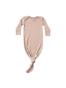 Quincy Mae - Organic Ribbed Knotted Baby Gown - Petal