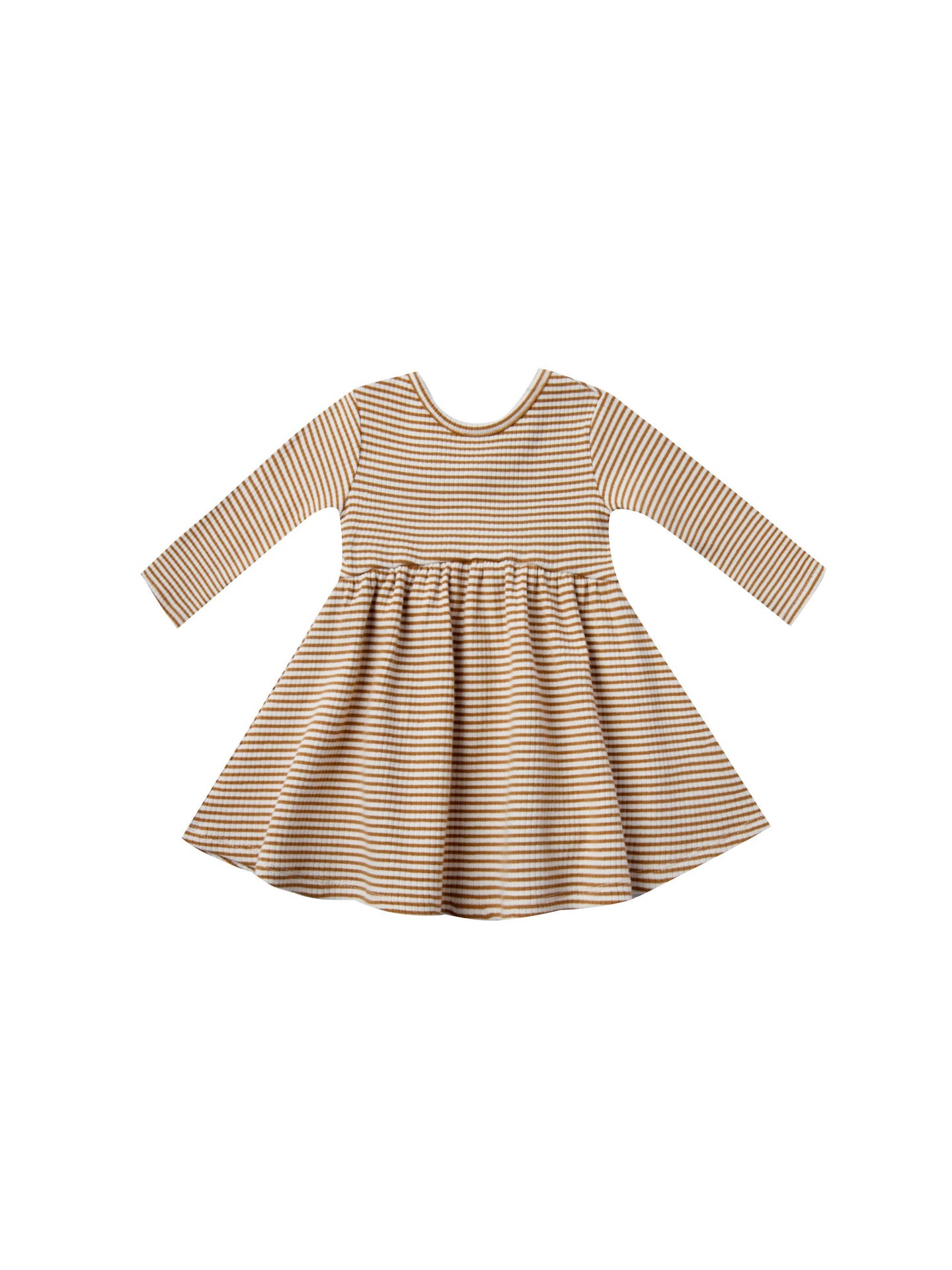 Quincy Mae - Organic Ribbed Longsleeve Dress - Walnut Stripe