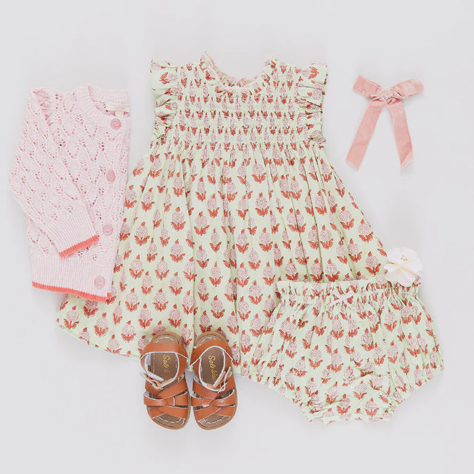 Pink Chicken - Baby Girls Stevie Dress Set - Green Dahlia