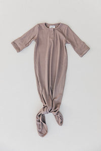 Mebie Baby - Dusty Plum Organic Cotton Ribbed Knot Gown