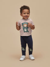 Load image into Gallery viewer, Huxbaby - Organic Dino Bear Stripe Tee - Terracotta/White Stripe