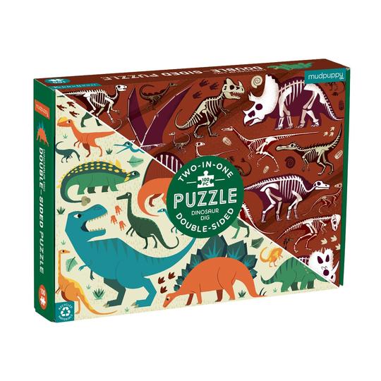 Mudpuppy - Dinosaur Dig - Two-In-One Puzzle Dbl Sided