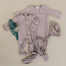 Load image into Gallery viewer, Mebie Baby - Dusty Plum Organic Cotton Ribbed Knot Gown