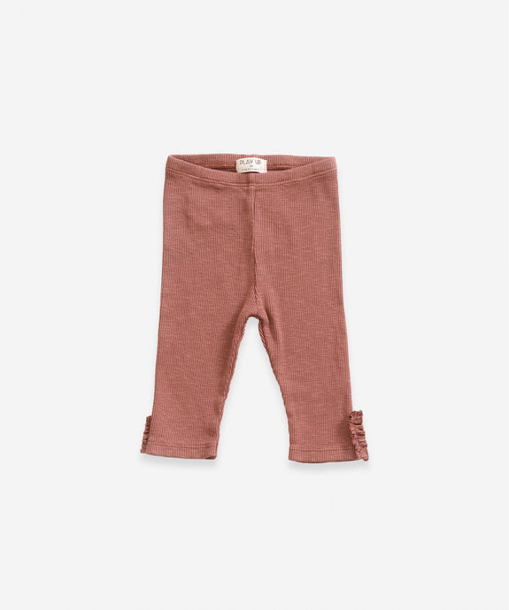 Organic Cotton Ribbed Legging W/ Frill - Old Tile