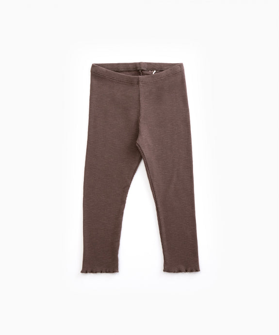 Play Up - Organic Cotton Girls Ribbed Leggings - Walnut