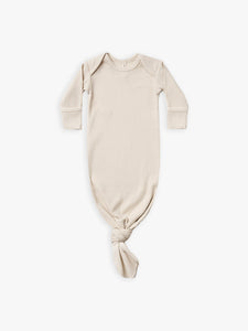 Quincy Mae - Organic Ribbed Knotted Baby Gown - Natural