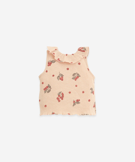 Play Up - Organic Cotton Frill Blueberry Print Top - Egg