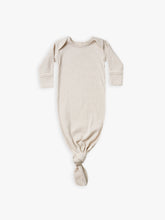 Load image into Gallery viewer, Quincy Mae - Organic Ribbed Knotted Baby Gown - Ash Stripe