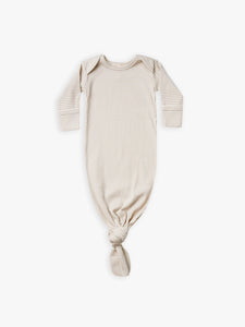 Quincy Mae - Organic Ribbed Knotted Baby Gown - Ash Stripe