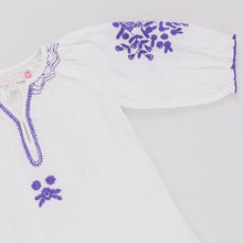 Load image into Gallery viewer, Pink Chicken - Girls Ava Dress - Gardenia White Embroidery